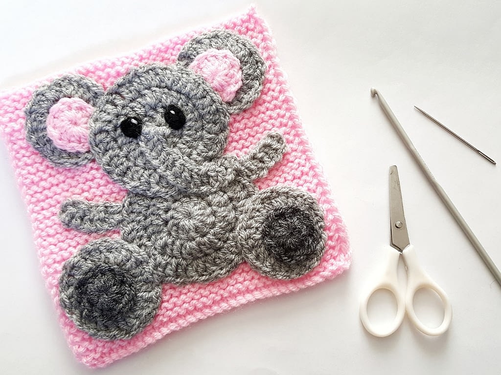 Baby Elephant Crochet Applique, Pre-made Animal Applique, Crochet